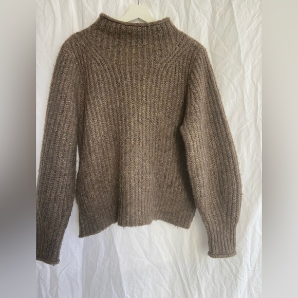 Madewell Loretto Mockneck Sweater Heather Otter Brown Size Small - Picture 2 of 14
